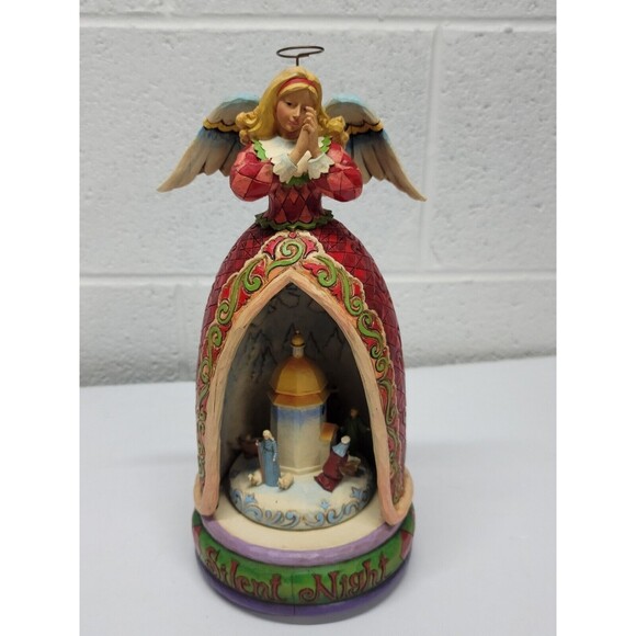 Jim Shore Silent Night rotating Music Box Angel w/ Nativity - Picture 2 of 14